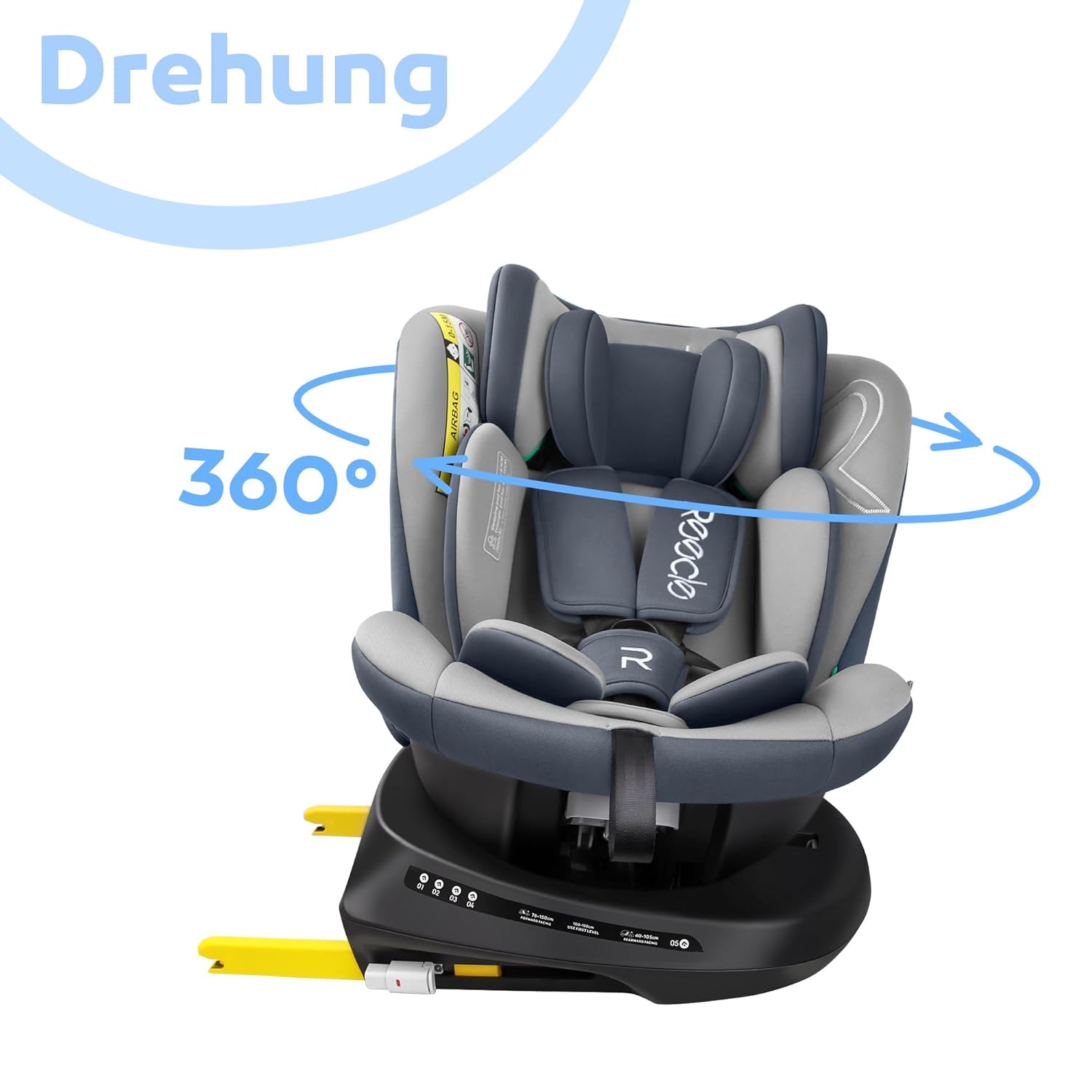 Reecle 360 i-Size – Kindersitz 40-150 cm, ISOFIX, 0-12 Jahre, Reboarder