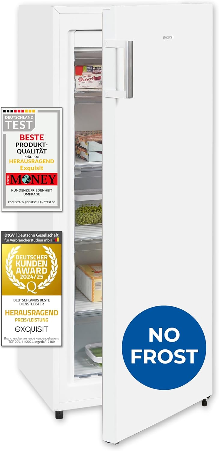 Exquisit Gefrierschrank GS5231-NF-H-040C – 161L Nutzinhalt, NoFrost, Türalarm