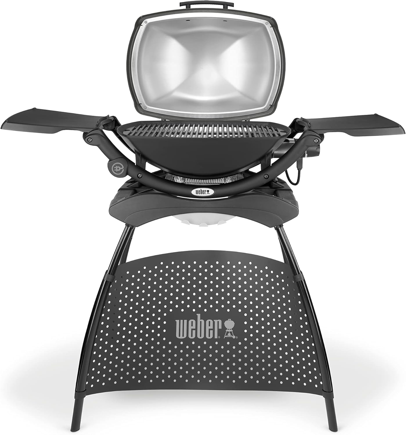 Weber Q2400 Elektrogrill – 54x39 cm Grillfläche, Stand + Seitentische, Porzellanemaillierter Gussrost