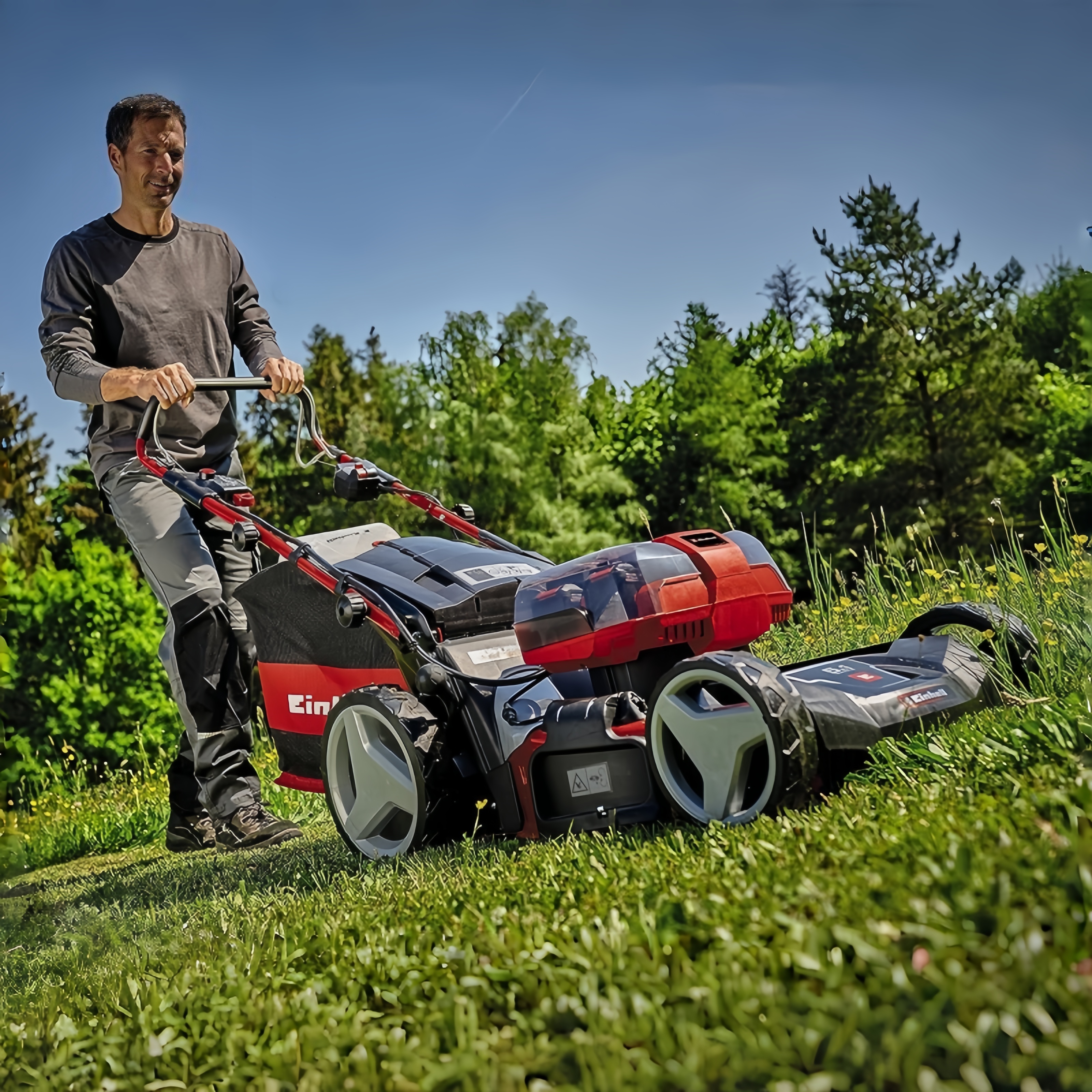 Einhell GE-CM 36/47 S HW Li Kit – 36 V Brushless, 47 cm Schnittbreite, 75 L Fangkorb