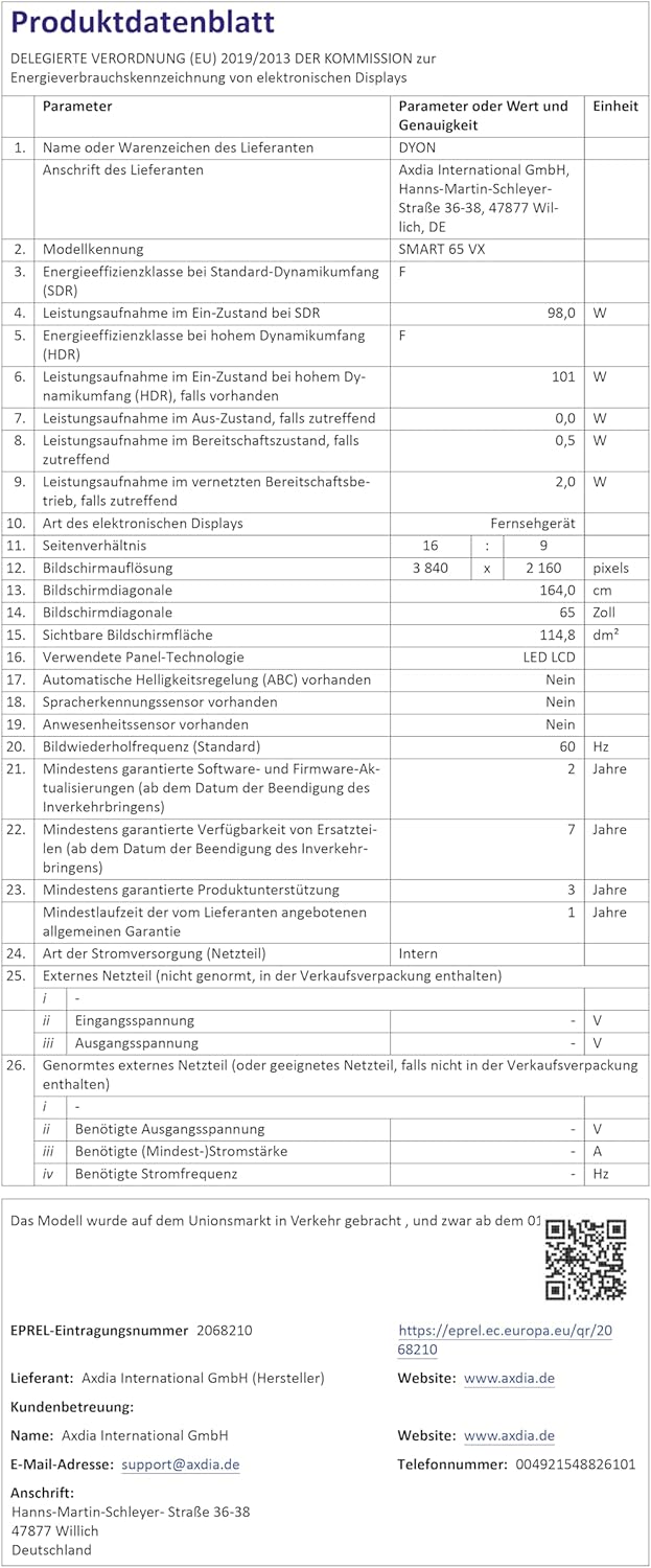 DYON Smart 43 VX – 43 Zoll Full HD Smart TV mit Triple Tuner, App Store & Streaming-Diensten