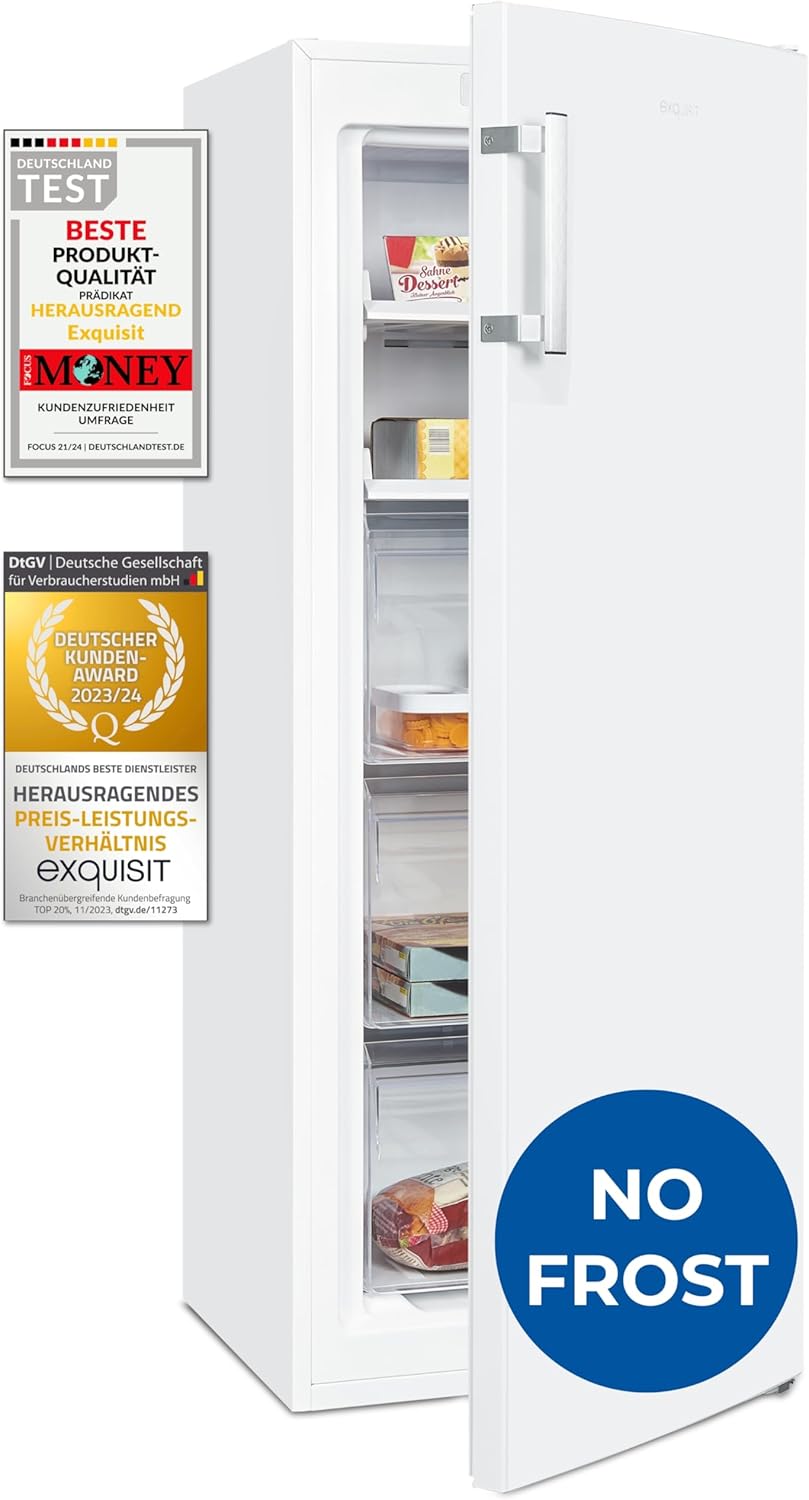 Exquisit Gefrierschrank GS5231-NF-H-040C – 161L Nutzinhalt, NoFrost, Türalarm