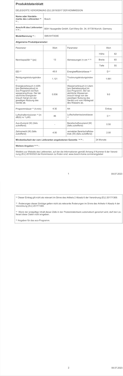 Bosch SMV4ETX08E Serie 4 – Vollintegriert 60 cm, Besteckkorb, Leise