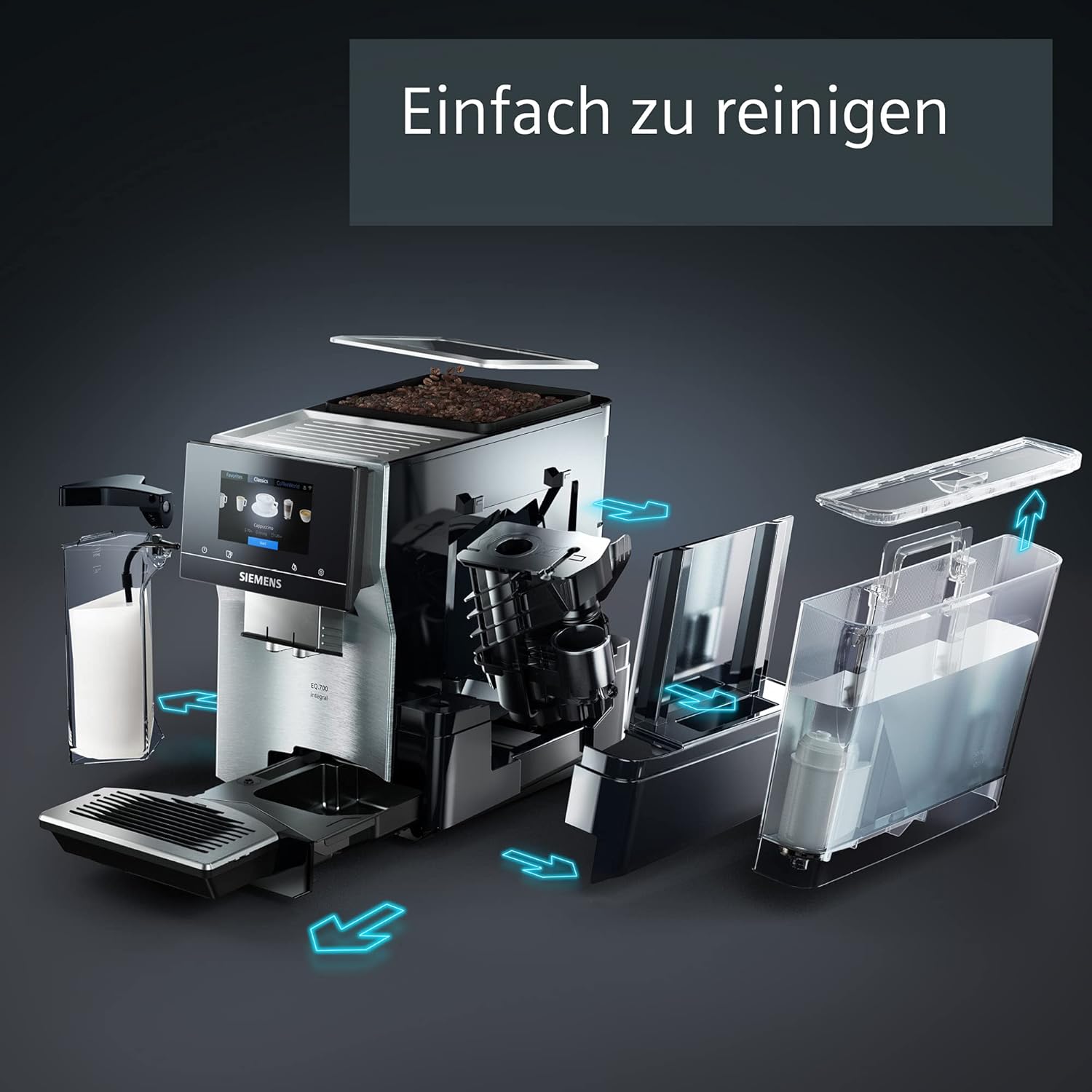 Siemens EQ900 TQ903D03 Kaffeevollautomat – 1500 W, Full-Touch-Display, App-Steuerung