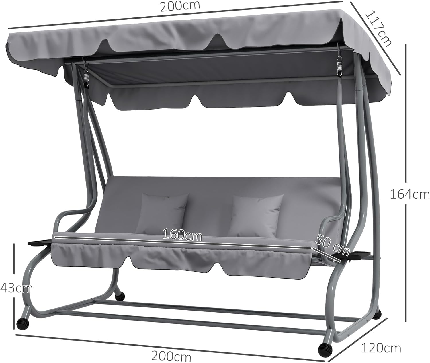 Outsunny Hollywood 3-Sitzer Gartenschaukel