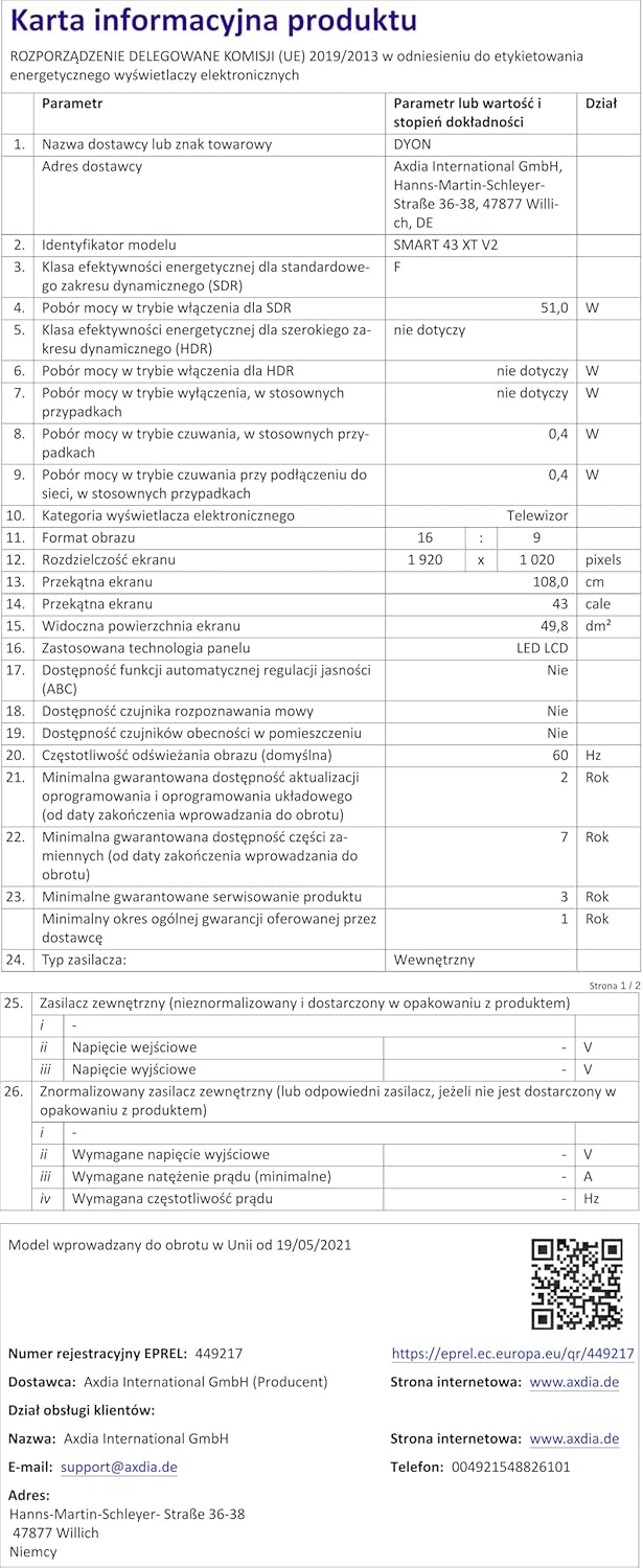 DYON Smart 43 VX – 43 Zoll Full HD Smart TV mit Triple Tuner, App Store & Streaming-Diensten