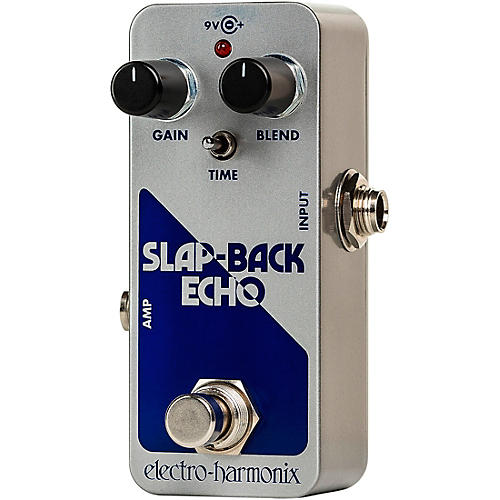 Electro-Harmonix SLAP-BACK ECHO Analog Delay Effects Pedal Silver and Blue