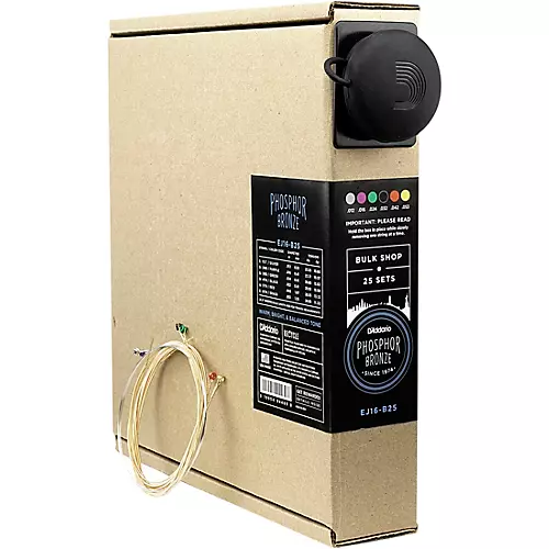 D'Addario EJ16 Bulk Pack Phosphor Bronze Light Acoustic Guitar Strings - 25 Sets