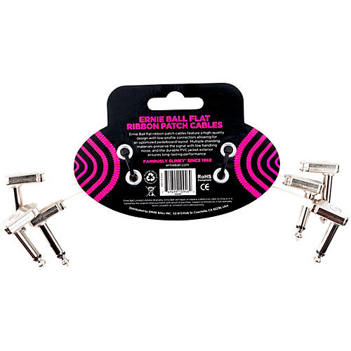 Ernie Ball Flat Ribbon 3-Pack Patch Cables 6 in. Red