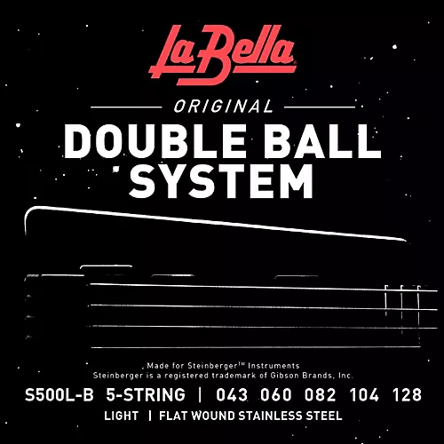 LaBella S500L-B Double Ball System Flat Wound 5 String Bass Strings Light (43 - 128)