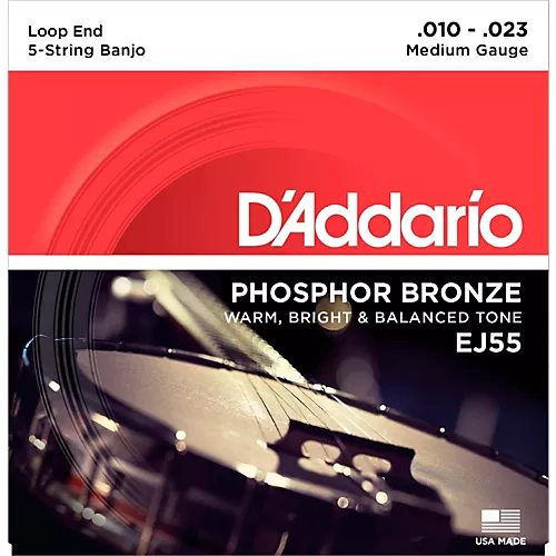 D'Addario EJ55 Phosphor Bronze Medium 5-String Banjo Strings (10-23)