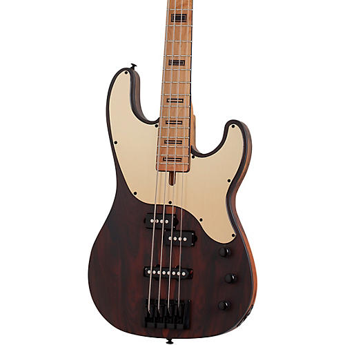 Schecter Guitar Research Model T Exotic Ziricote 4 Electric Bass Natural Satin
