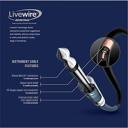 Livewire Advantage Angled/Straight Instrument Cable 10 ft. Black