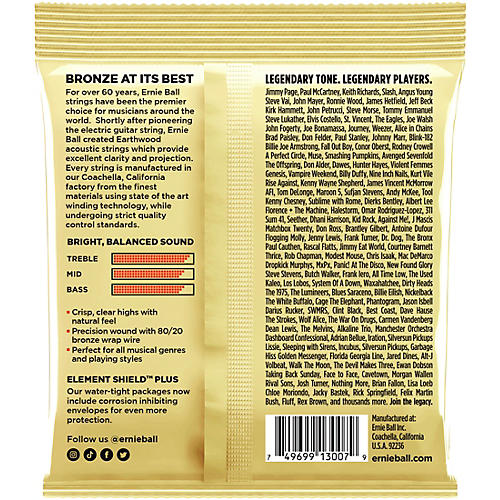 Ernie Ball Earthwood Custom Light 80/20 Bronze Acoustic Guitar Strings 3 Pack 11.5 - 54