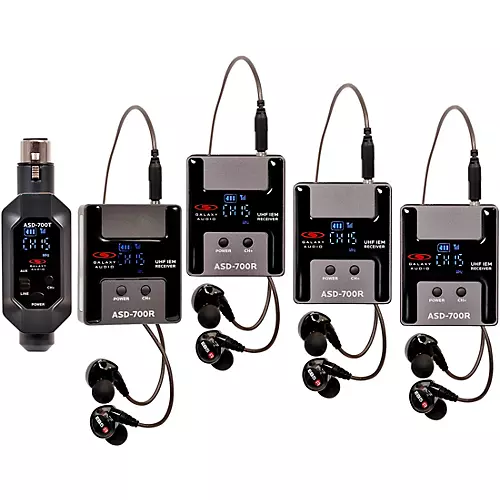 Galaxy Audio ASD-700-4 Digital 15 Channel UHF Plug & Play Wireless In-Ear Monitor Band Pack System with EB5 Earbuds Frequency CODE B5 550-569 MHz