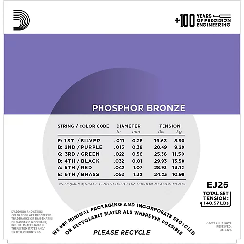 D'Addario EJ2610-P Custom Light Acoustic Guitar Strings 10-Pack