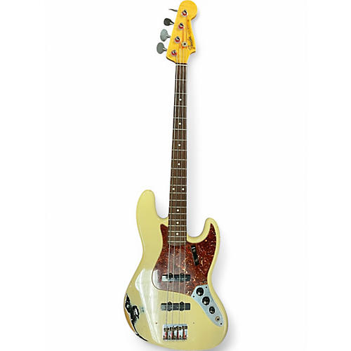 Used Fender 1964 Relic Jazz Bass Olympic White Electric Bass Guitar Olympic White