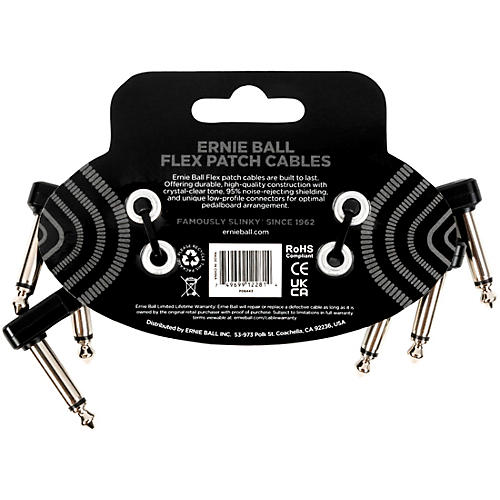 Ernie Ball Flex Patch Cable - 3 Pack 3 in. Purple