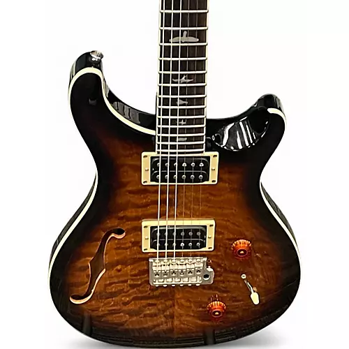 Used PRS SE Custom 22 Semi-Hollowbody Black gold burst Hollow Body Electric Guitar Black gold burst