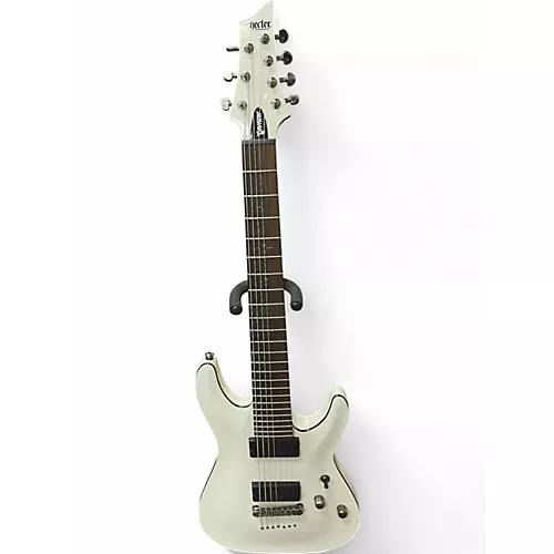 Used Schecter Guitar Research Demon 7 String White Solid Body Electric Guitar White