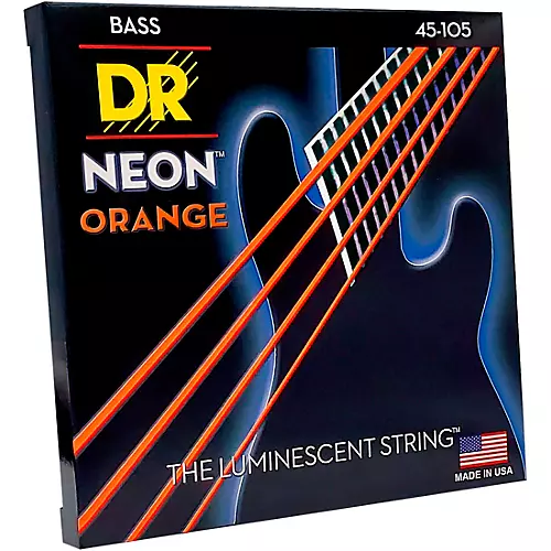 DR Strings NEON Hi-Def Orange Bass SuperStrings Medium 4 String