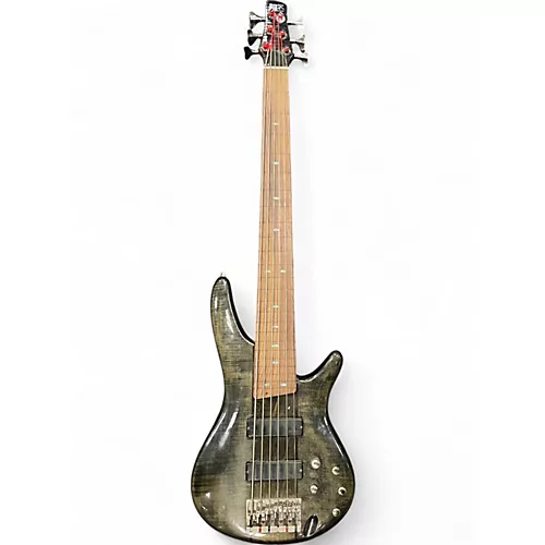 Used Ibanez SR706 6 String Trans Black Electric Bass Guitar Trans Black