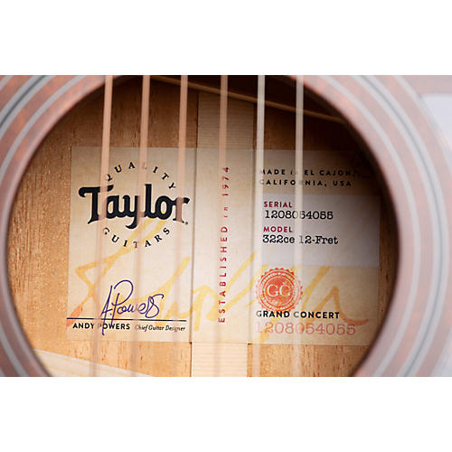 Taylor 322ce 12-Fret Grand Concert Acoustic-Electric Guitar Shaded Edge Burst