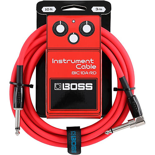 BOSS BIC-10 Straight to Angled Instrument Cable 10 ft. Red