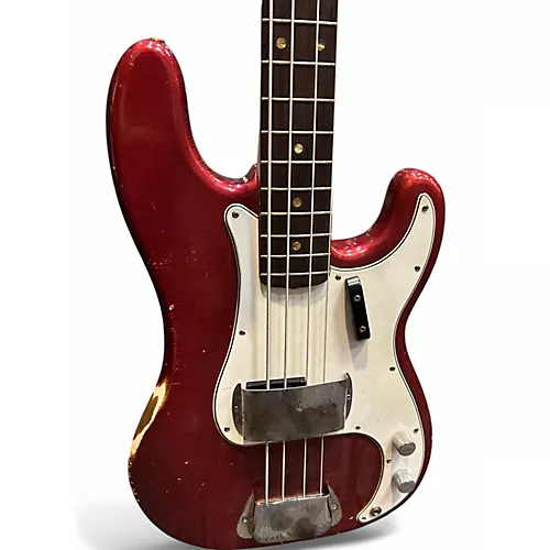 Vintage 1966 Fender Precision Bass Candy Apple Red Electric Bass Guitar Candy Apple Red