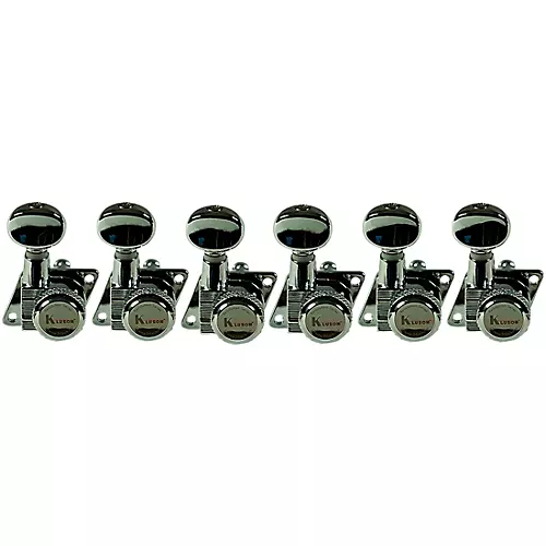 Kluson 6-In-Line Locking Revolution Series F-Mount Tuning Machines With Staggered Posts Nickel