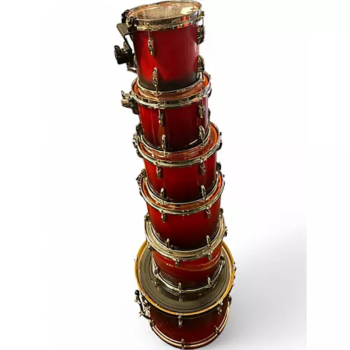 Used Pearl 6 Piece Session Studio Classic Crimson Red Burst Drum Kit Crimson Red Burst