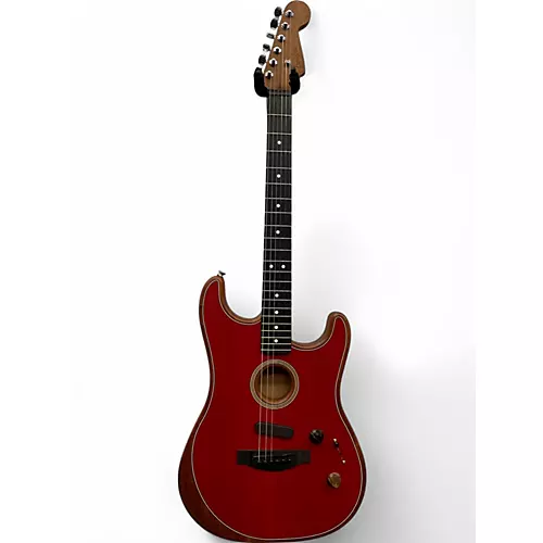 Used Fender American Acoustasonic Stratocaster red Acoustic Electric Guitar red