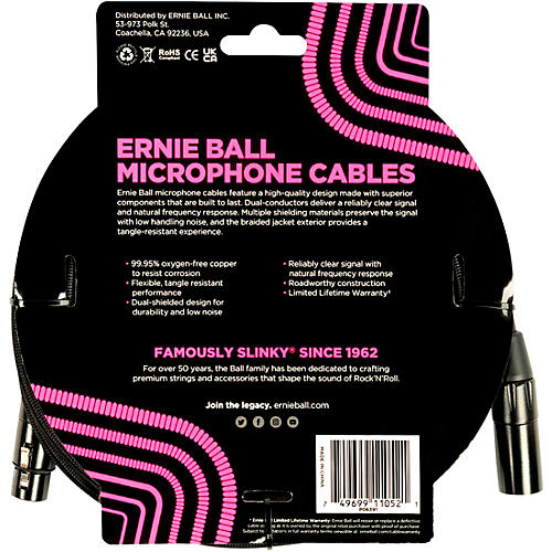 Ernie Ball Braided XLR Microphone Cable 5 ft. Black