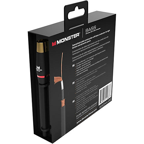 Monster Cable Prolink Bass Instrument Cable Right Angle to Right Angle 8 in. Black