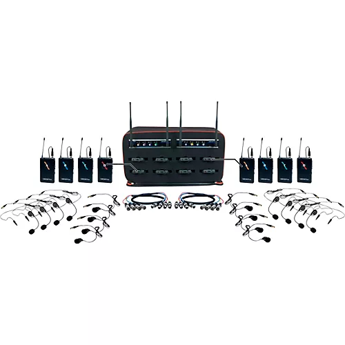 VocoPro MIB-QUAD-8B SYSTEM 8-Channel Wireless Headset/Lapel Mic-in-Bag Package, 900-927.2mHz