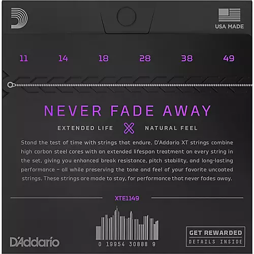 D'Addario XT Nickel Plated Steel Electric Guitar Coated Strings .010-.052 Light Top Heavy Bottom