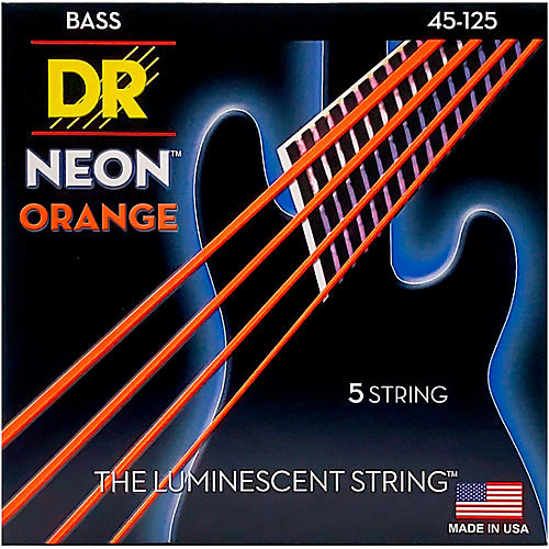 DR Strings NEON Hi-Def Orange Bass SuperStrings Medium 5-String