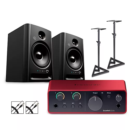 Focusrite Solo Gen4 With Harbinger Studio Monitor Pair, Stands & Cables SM508