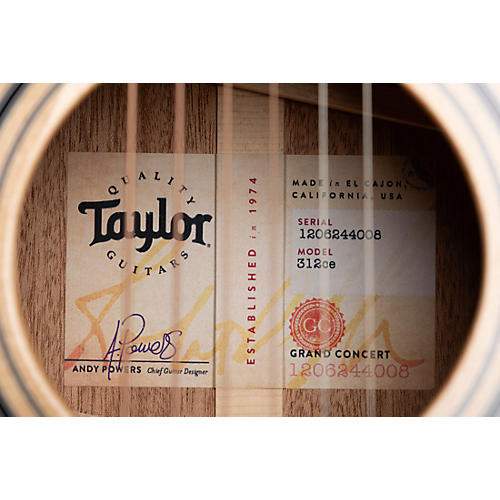 Taylor 312ce Grand Concert Acoustic-Electric Guitar Natural