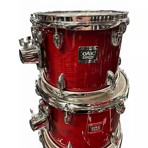 Used Yamaha 5 Piece Oak Custom Trans Red Drum Kit Trans Red