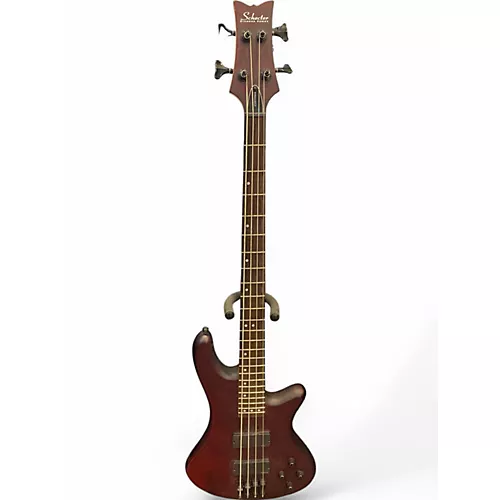Used Schecter Guitar Research Stiletto Custom 4 String Burgundy Electric Bass Guitar Burgundy