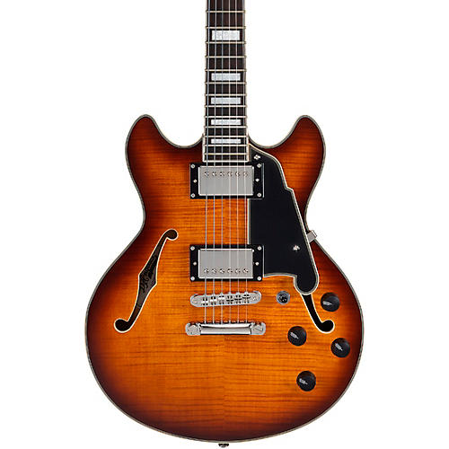 D'Angelico Premier Mini DC Semi-Hollow Electric Guitar With Stopbar Tailpiece Black Flake