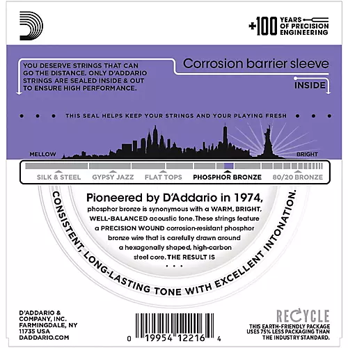 D'Addario EJ2610-P Custom Light Acoustic Guitar Strings 10-Pack