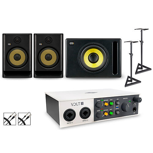 Universal Audio Volt 2 with KRK ROKIT G5 Studio Monitor Pair & S10 Subwoofer (Stands & Cables Included) ROKIT 8