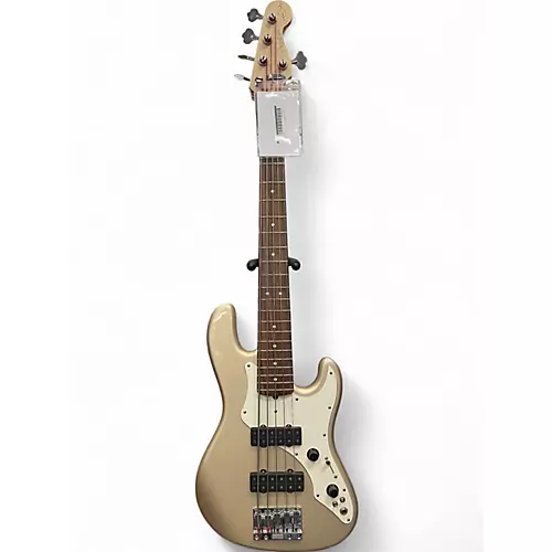 Used 1997 Fender Roscoe Beck V 5 String Signature Jazz Bass Aztec Gold Electric Bass Guitar Aztec Gold