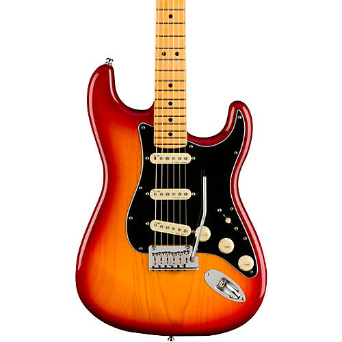 Fender American Ultra Luxe Stratocaster Maple Fingerboard Electric Guitar Plasma Red Burst