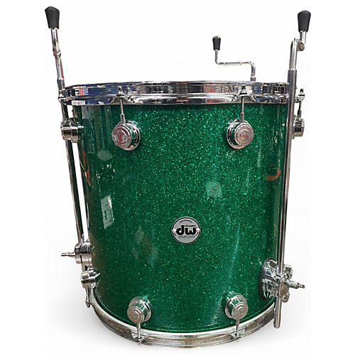Used DW 3 Piece Collector's Series GREEN GLASS CHROME Drum Kit GREEN GLASS CHROME