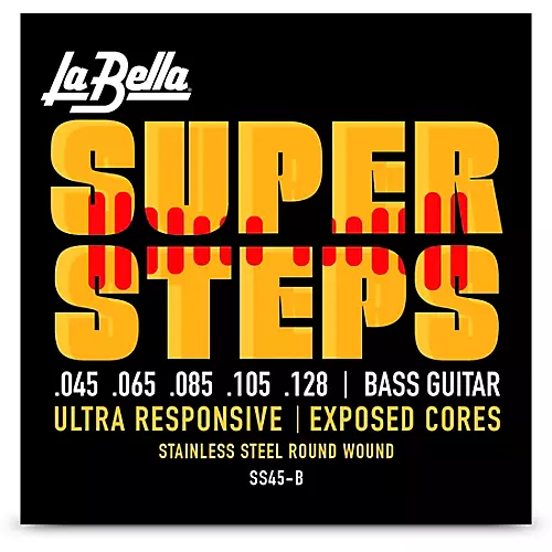 LaBella Super Steps Stainless Steel Exposed Cores 5-String Bass Strings Custom Light (40 - 128)