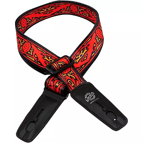 Lock-It Straps Bob Masse Rock Art Leather End Guitar Strap Red Thistles