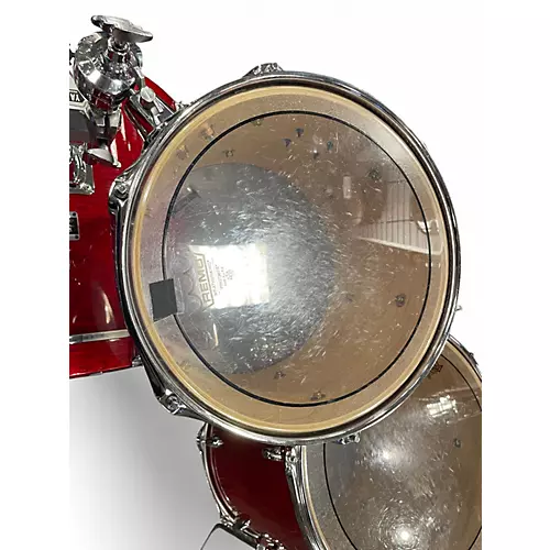 Used Yamaha 4 Piece Oak Custom Red Gloss Drum Kit Red Gloss